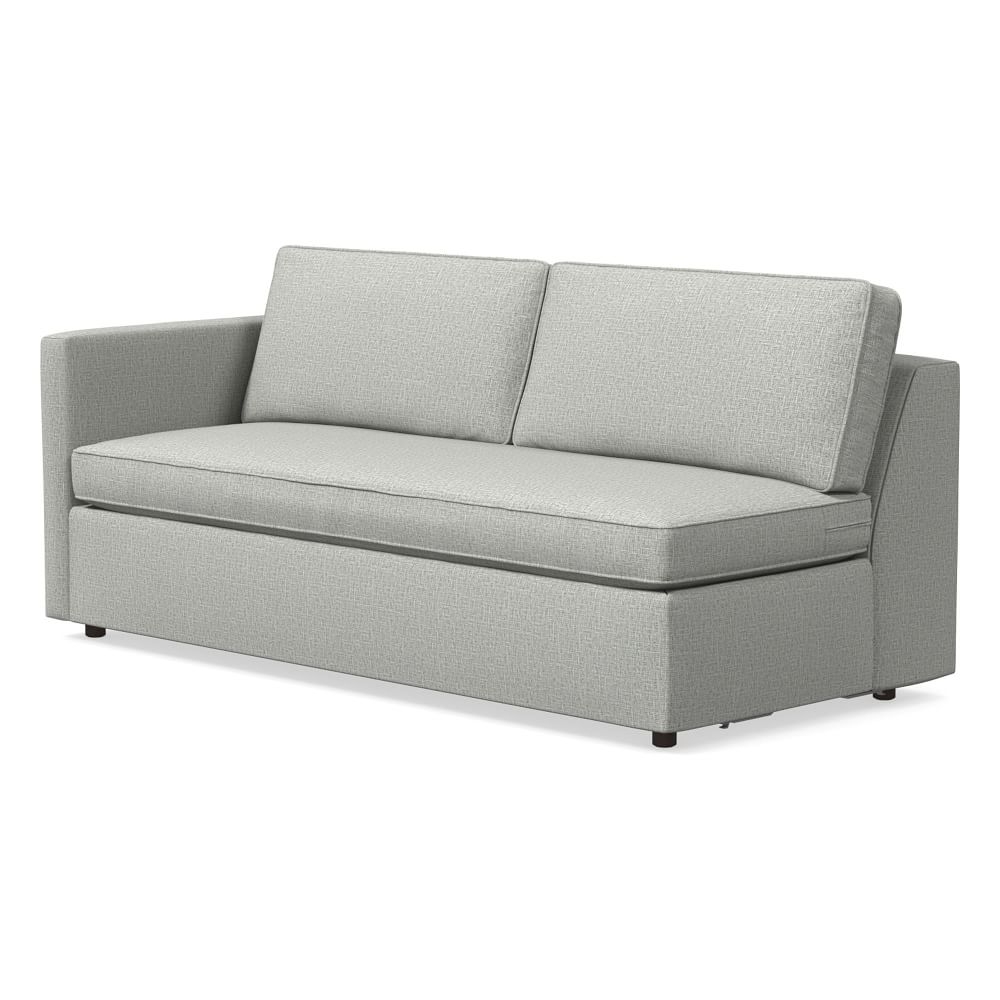 Harris Petite Left Arm 75" Sofa Bench, Poly, Deco Weave, Pearl Gray, Concealed Supports - Image 0