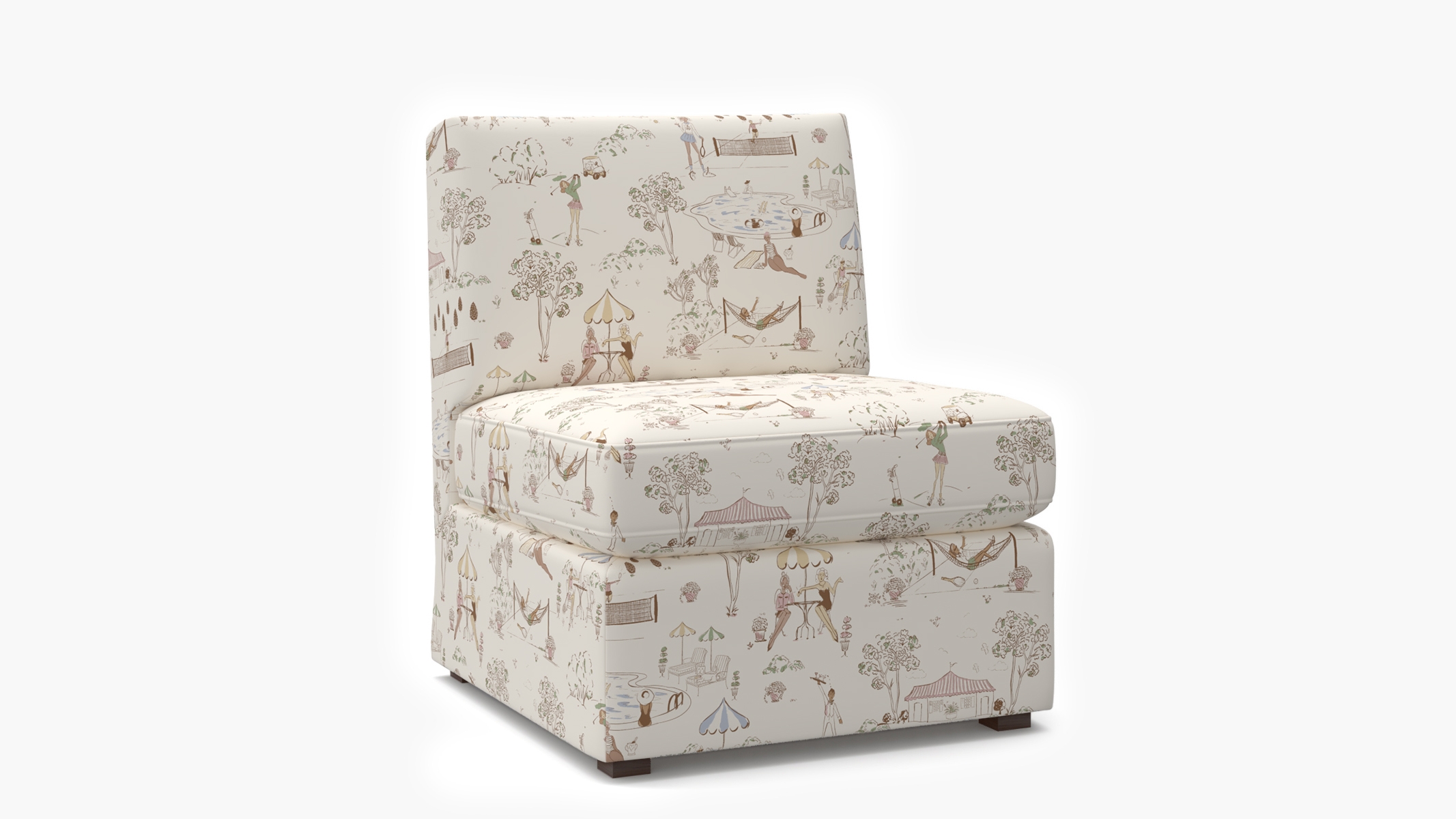 Grande Slipper Chair, Multi Country Club Toile - Image 1