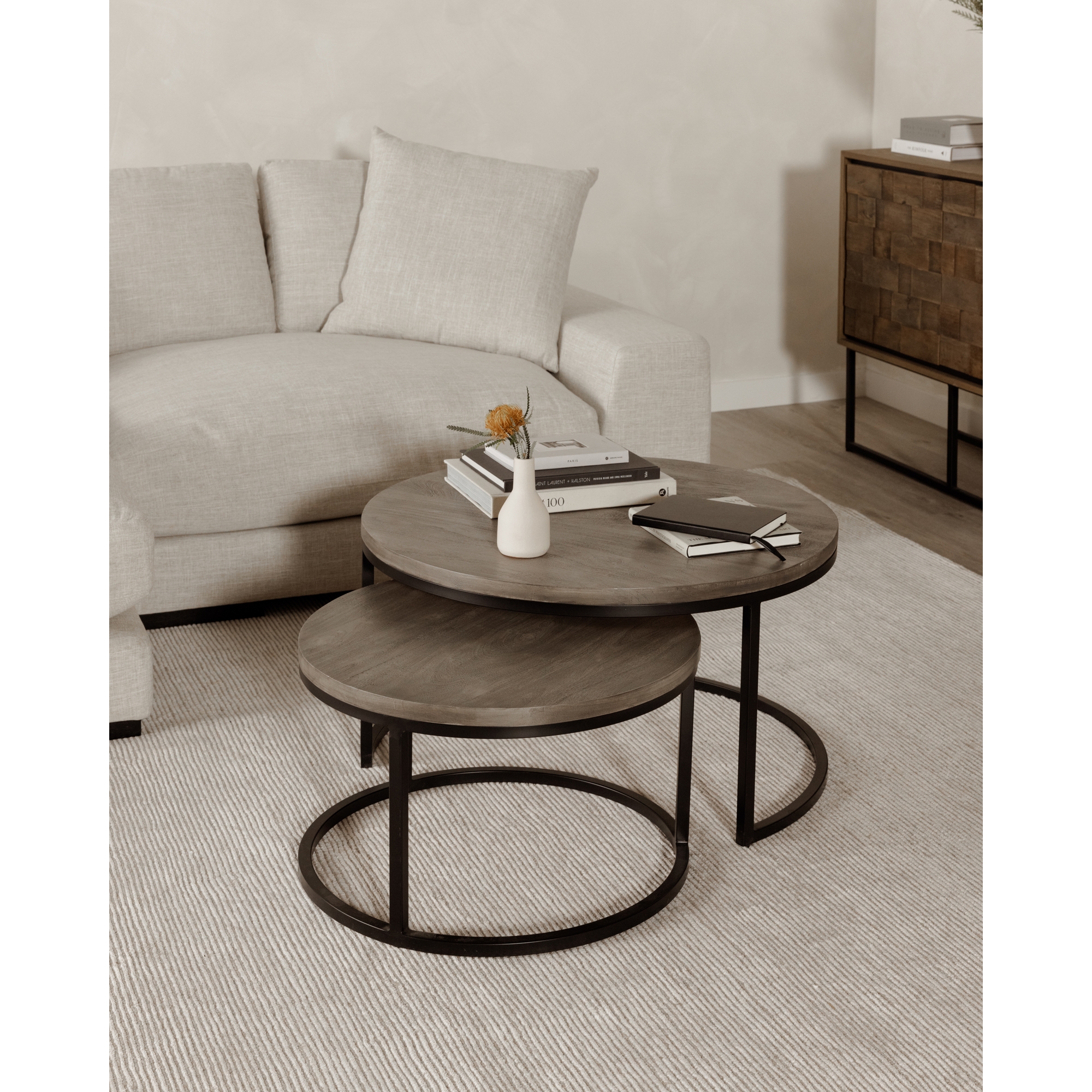 Drey Round Nesting Coffee Tables Grey Set Of Two - Image 5