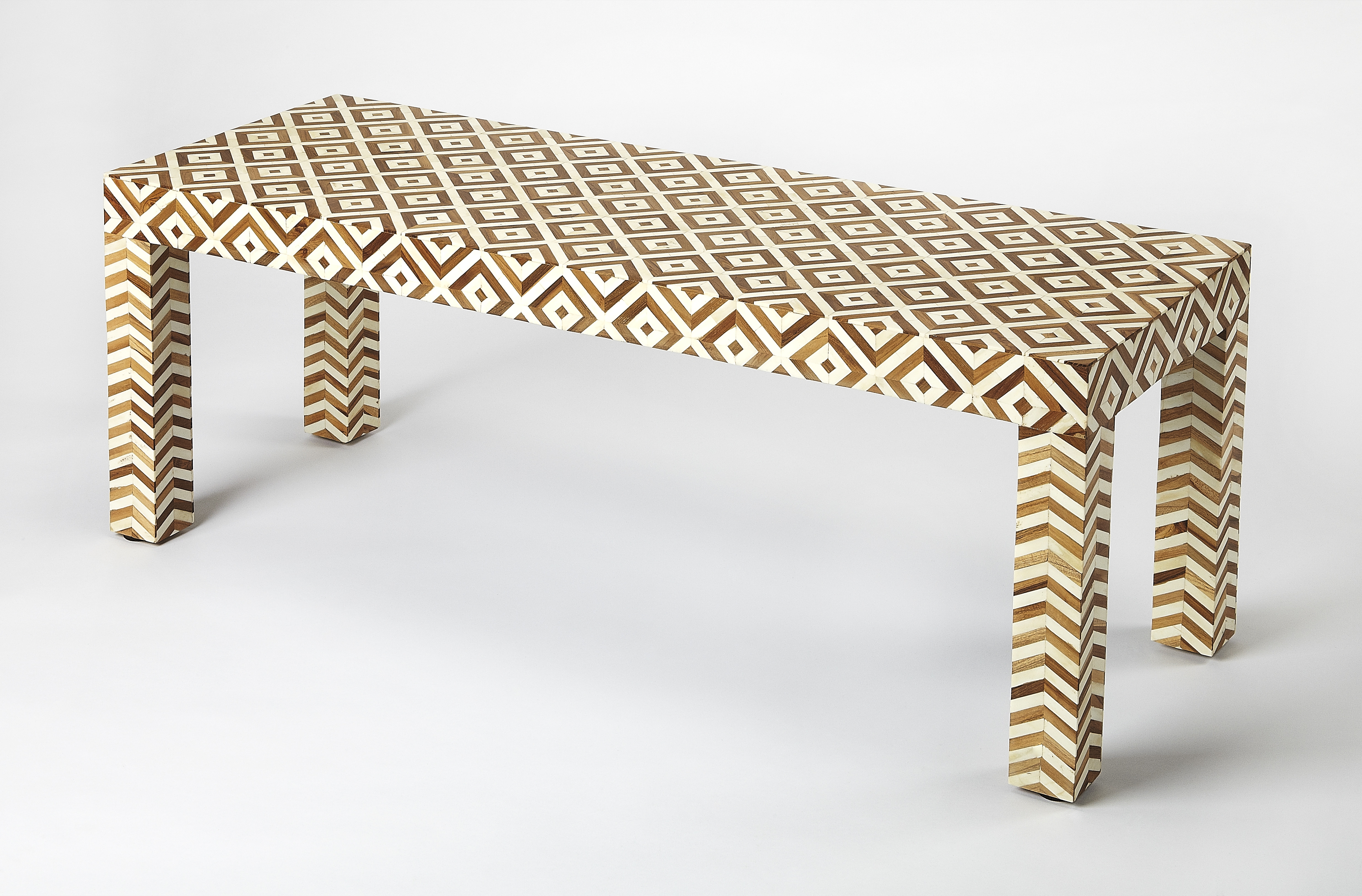 Crispin Wood & Bone Inlay Bench - Image 0