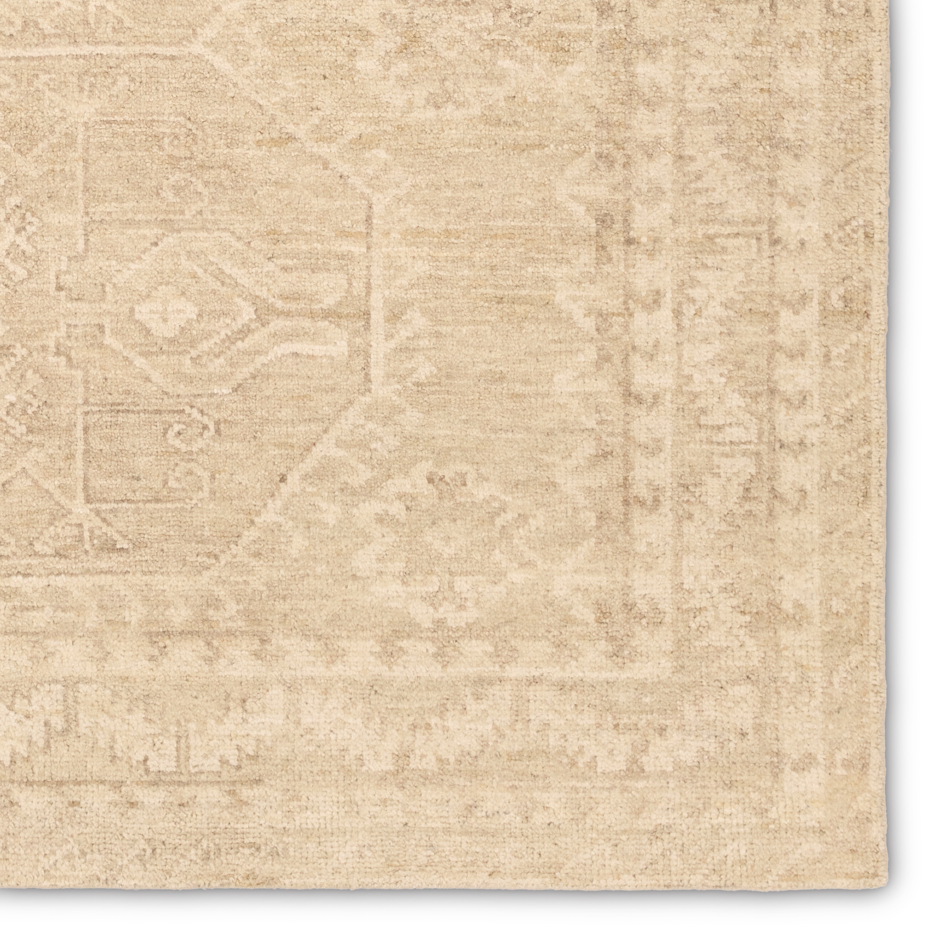 Aires AZA01 Handknotted Oriental Tan Area Rug (6'x9') - Image 3