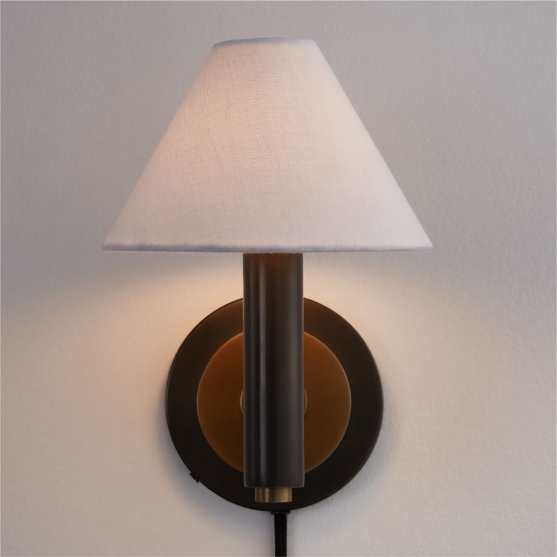 Lempicka Steel Single-Light Plug In Wall Sconce - Image 1