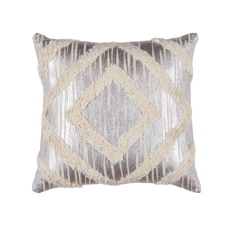 Pasargad Grand Canyon Cotton Throw Pillow Color: Silver - Image 0