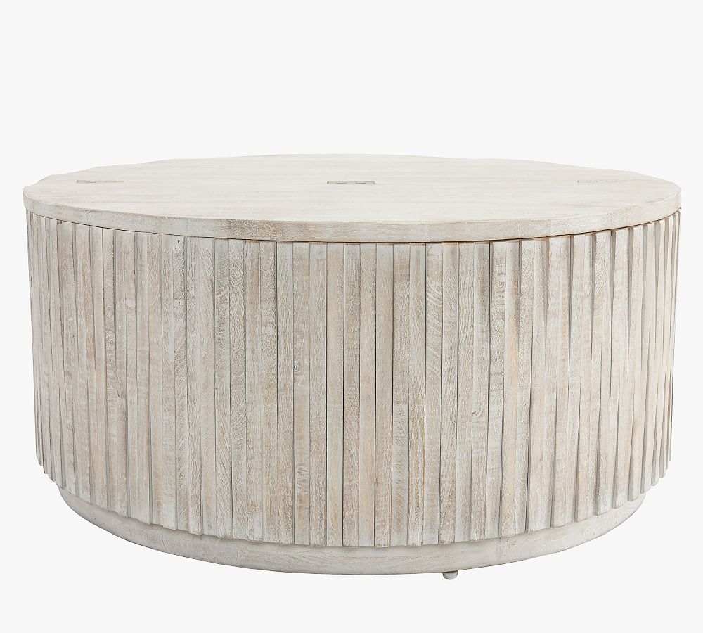 Coloma 40" Round Storage Coffee Table, Light Gray - Image 0