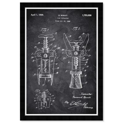 'Drinks and Spirits Cork Extractor 1930 Chalkboard Wine' - Picture Frame Graphic Art Print on Paper 13"W - Image 0