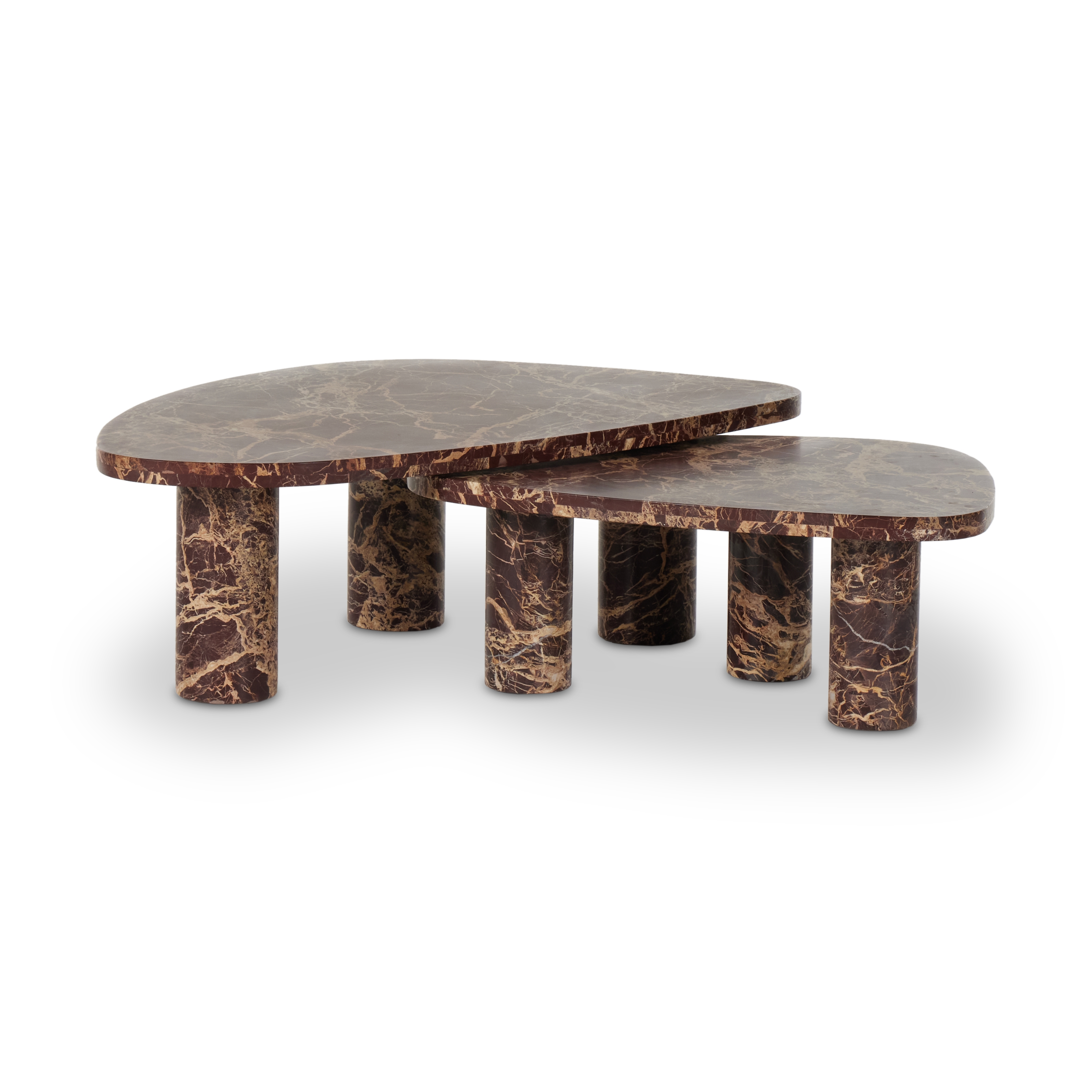 Zion Coffee Table Set-Merlot Marble - Image 0