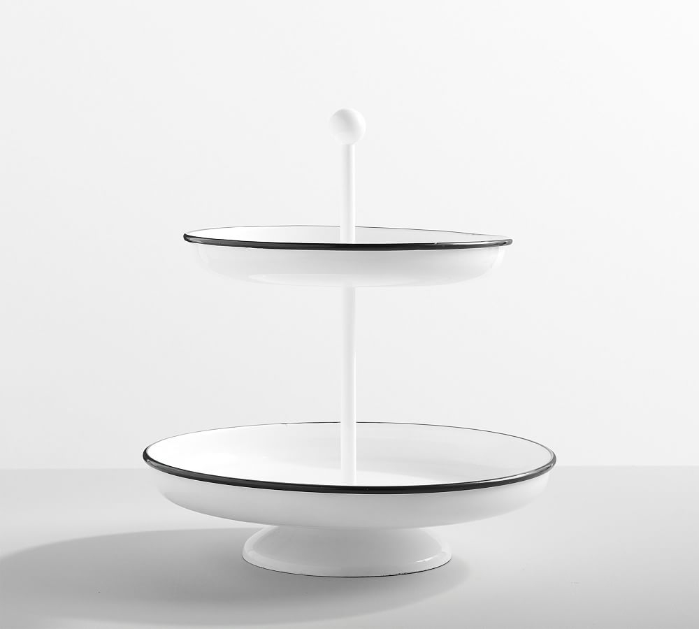 White Enamel Tiered Stand - Image 0