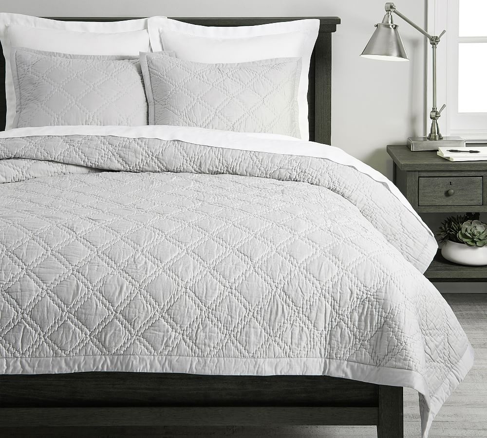 Gray Mist Washed Handcrafted Cotton Sateen Quilt, King/Cal. King - Image 0