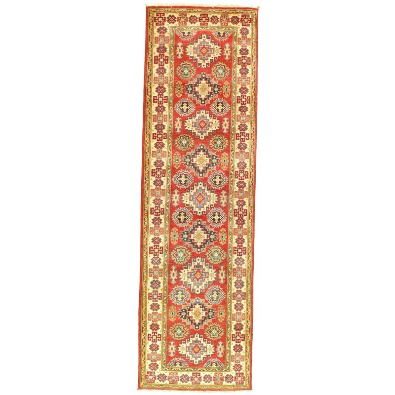 Pasargad NY Kazak Lamb's Wool Hand-Knotted Red/Ivory Area Rug - Image 0