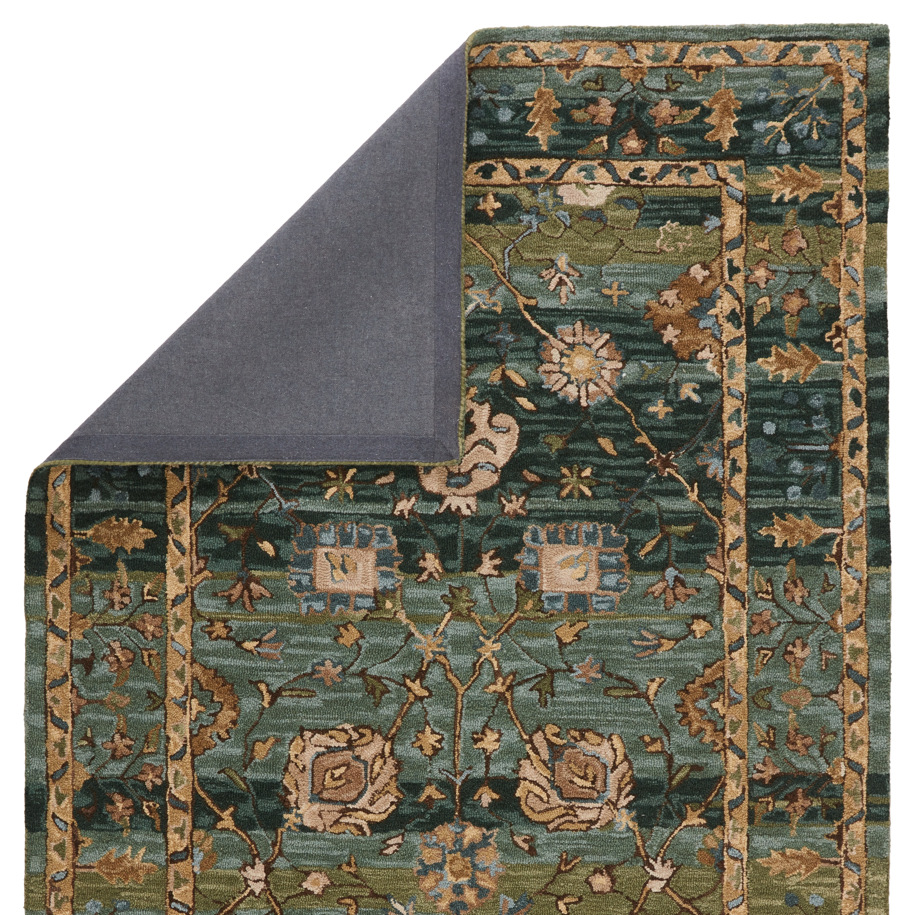 Vibe by Ahava Handmade Oriental Green/ Blue Area Rug (8'X10') - Image 2