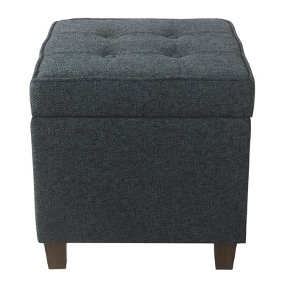 Square Tufted Storage Ottoman - Textured Navy - Image 0