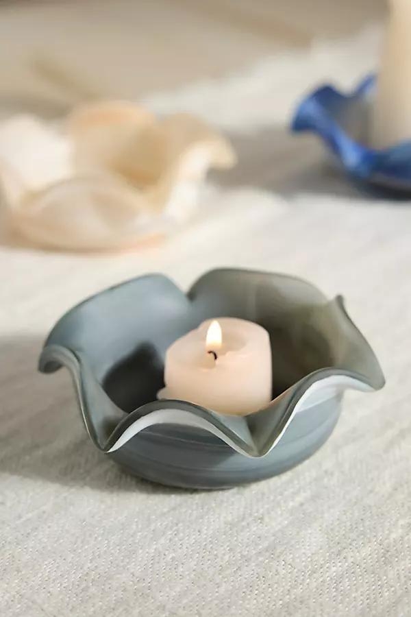Milky Swirl Glass Votive Holder - Image 0