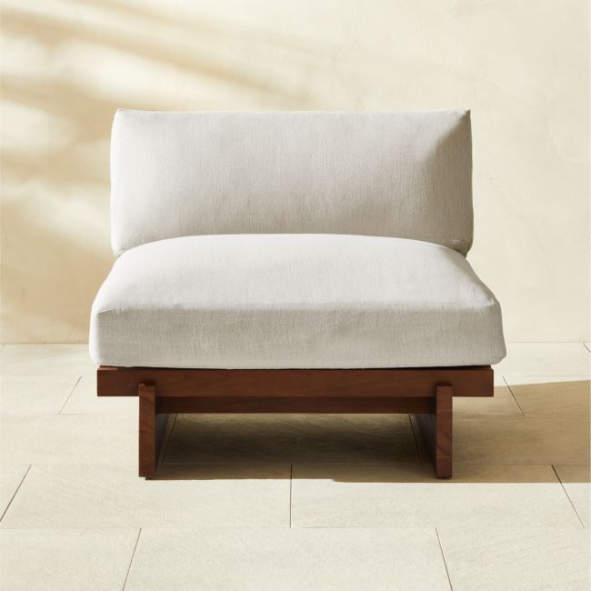 Taiko Stained Teak Outdoor Lounge Chair with Sunbrella® Cushions - Image 0