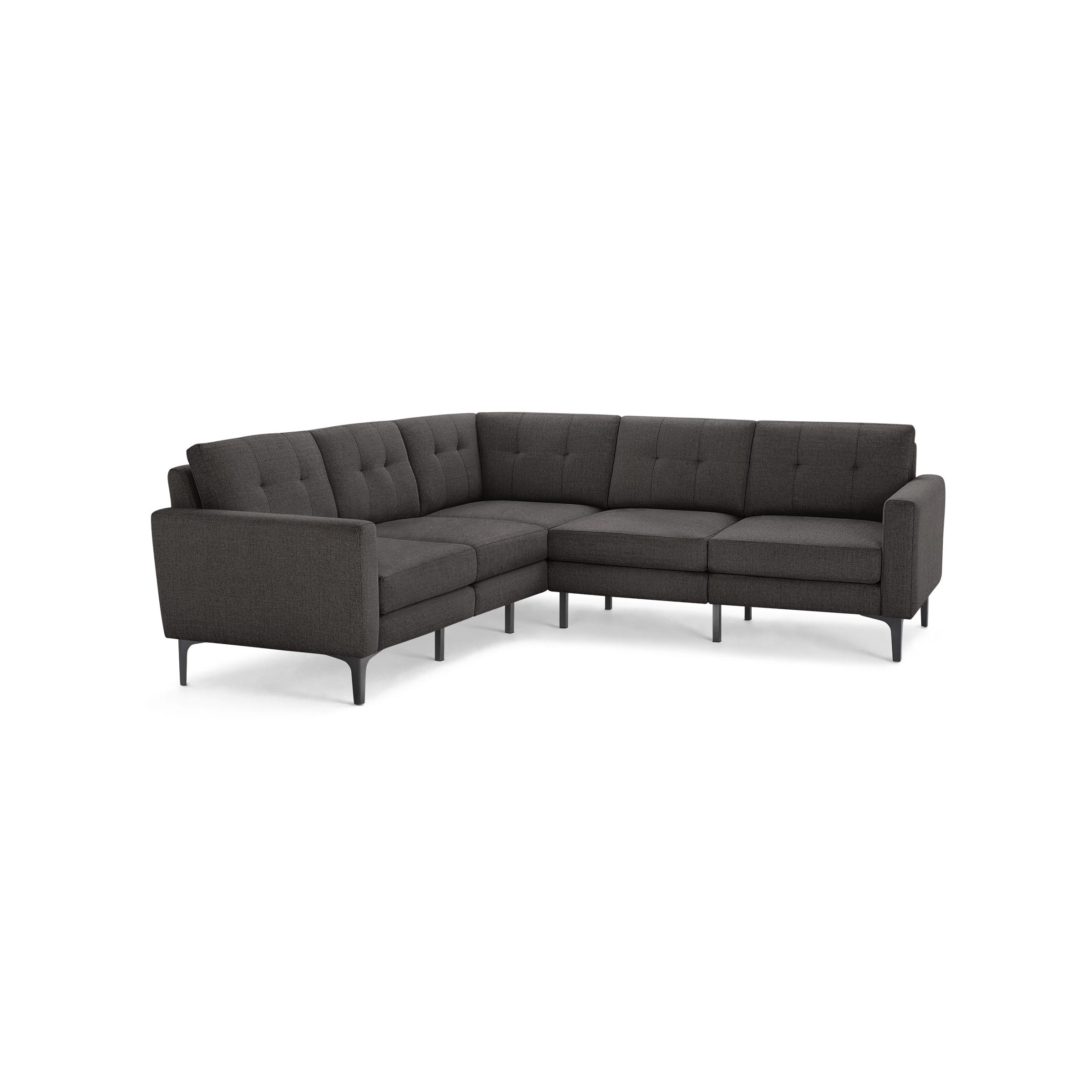 Nomad 5-Seat Corner Sectional - Heather Charcoal - Performance Chenille / Black - Metal / Block - Image 0