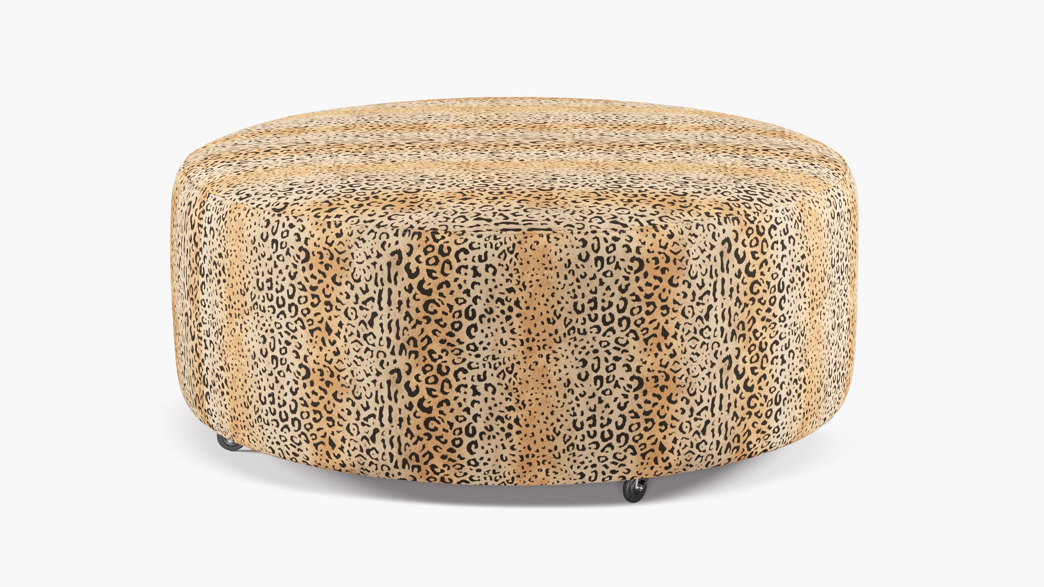 Round Cocktail Ottoman, Leopard - Image 0