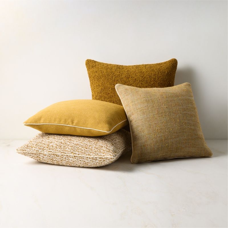 Strada Dull Gold Tweed Italian Wool Throw Pillow Cover 20"x20" - Image 2