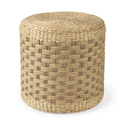 Whitfield Light Brown Woven Seagrass Round Pouf - Image 0