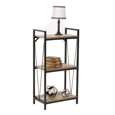 OS Home And Office Mountain Ridge Model 41412 Five Shelf Bookcase With Black Metal Uprights And Rustic Reclaimed Barnwood Laminate - Image 0