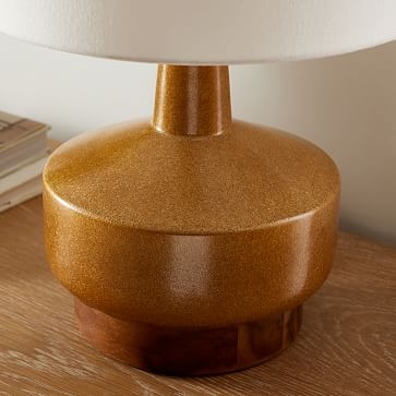 Wood And Ceramic Table Lamp, Medium, Reactive Rust, Burnt Wax, Set of 2 - Image 2