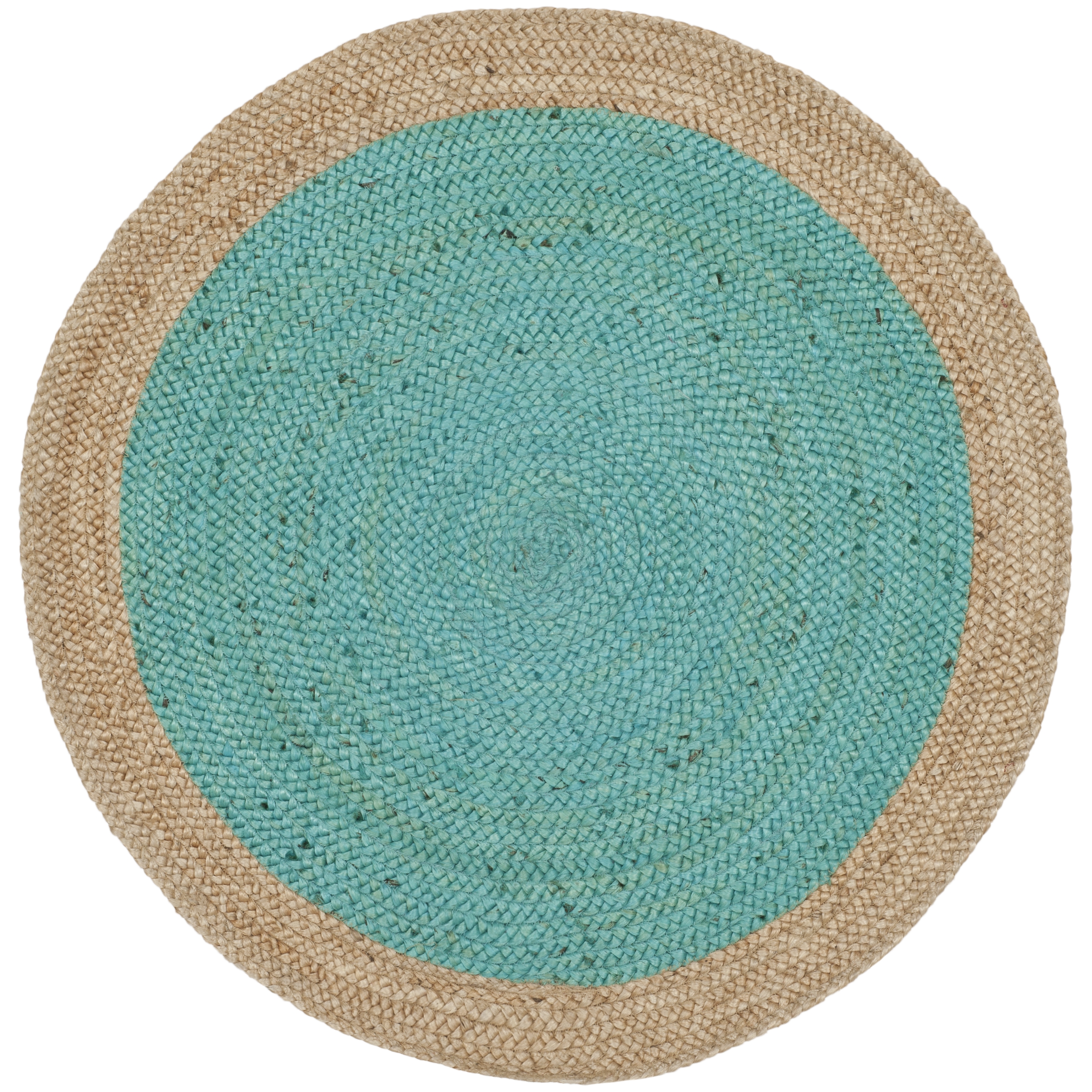 Arlo Home Hand Woven Area Rug, NF801E, Teal/Natural,  3' X 3' Round - Image 0