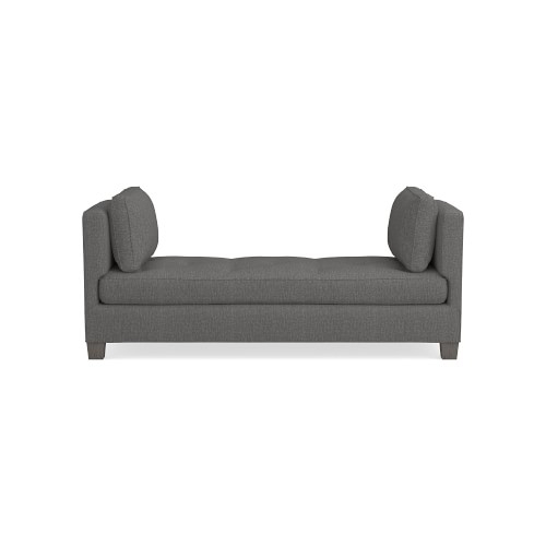 Wilshire Settee, Down Cushion, Perennials Performance Melange Weave, Grey, Grey Leg - Image 0
