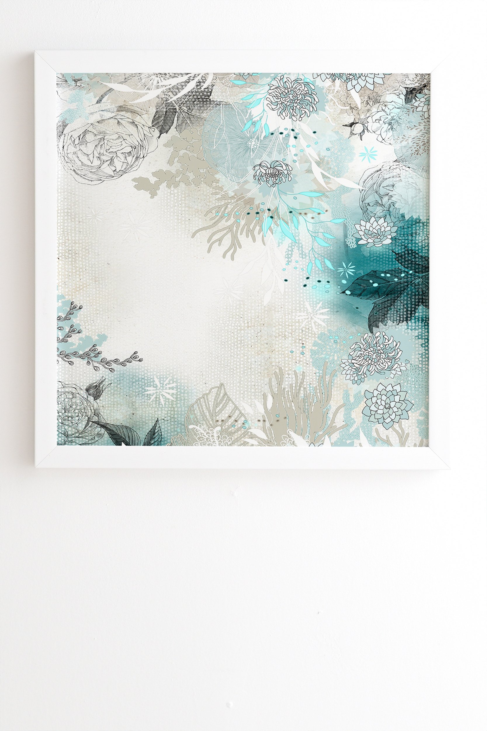 Iveta Abolina Seafoam White Framed Wall Art - 30" x 30" - Image 0