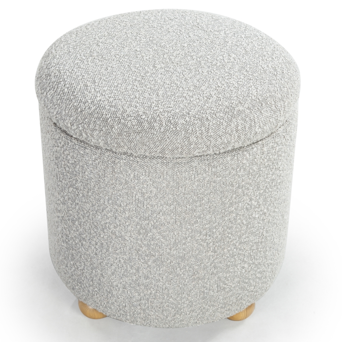 Becka Round Boucle Storage Ottoman  - Grey / Natural - Safavieh - Image 5