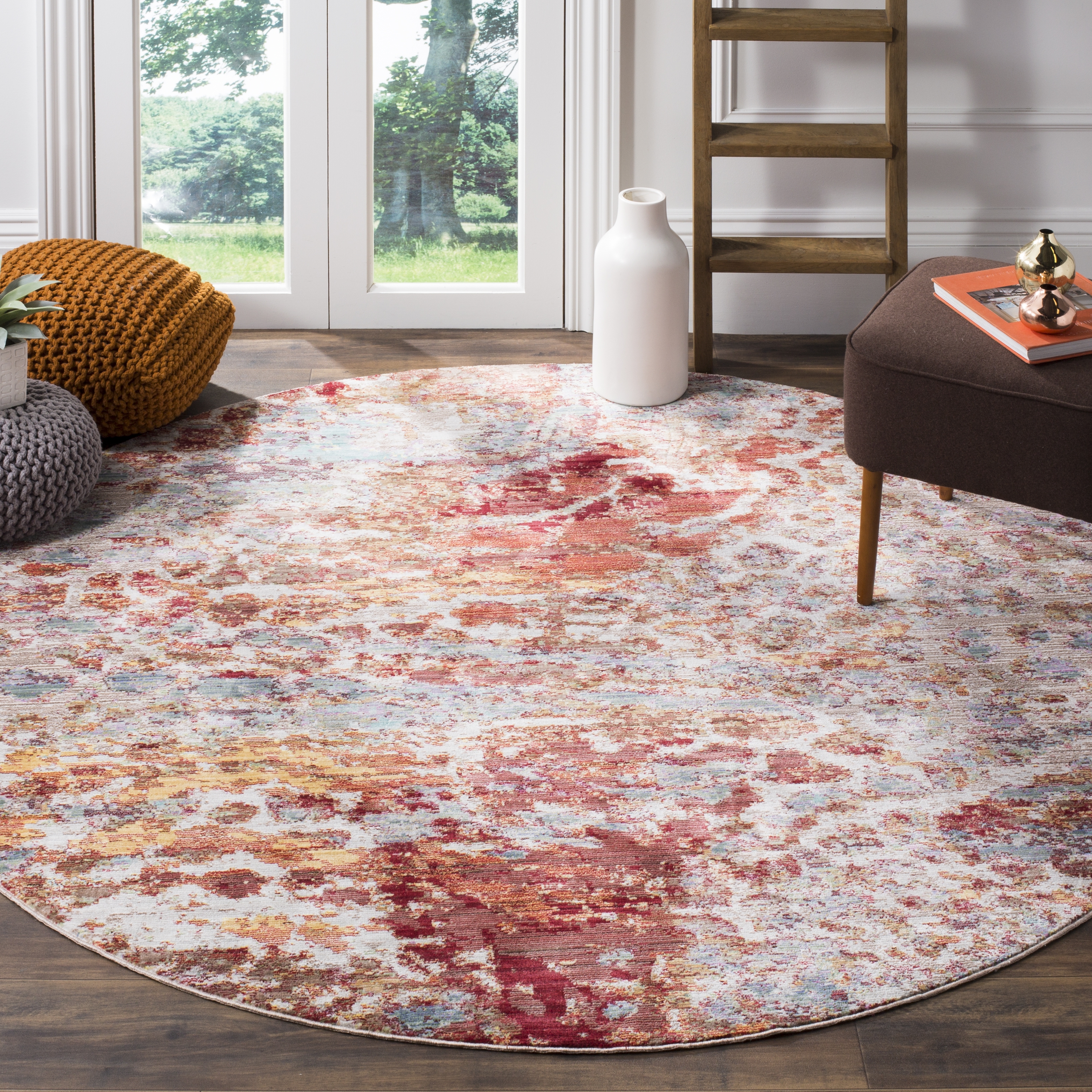 Arlo Home Woven Area Rug, VAL218K, Multi,  6' 7" X 6' 7" Round - Image 1