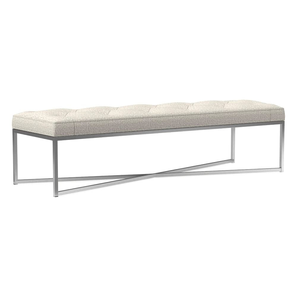 Maeve Rectangle Ottoman, Poly, Twill, Dove, Stainless Steel - Image 0
