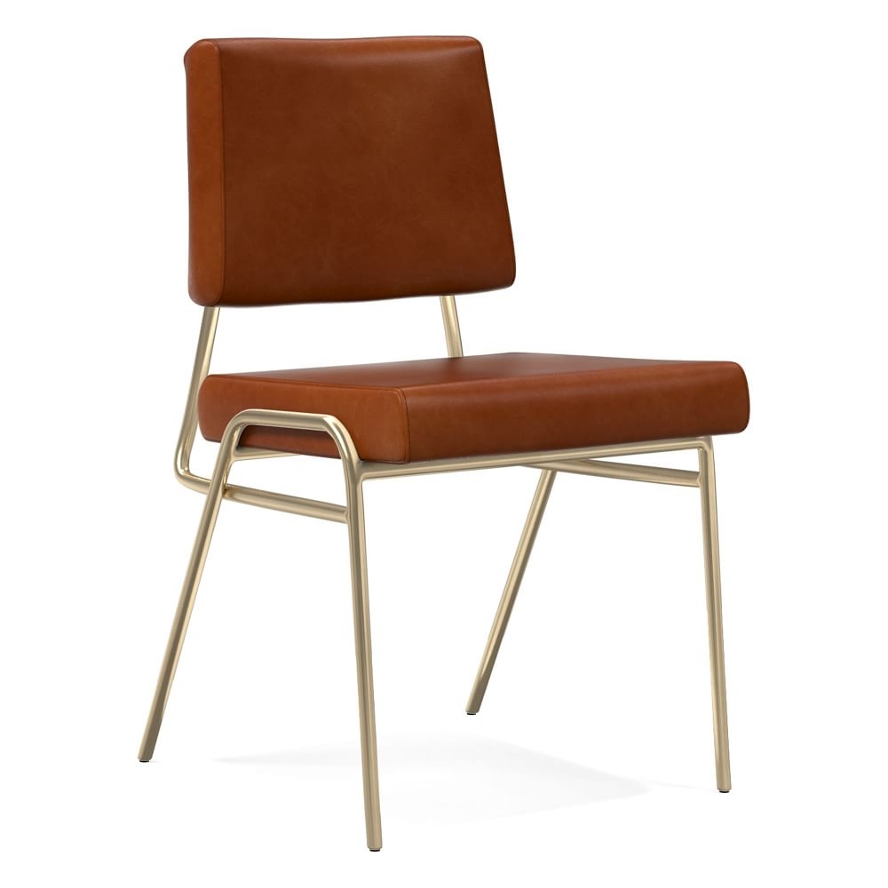 Wire Frame Dining Chair, Halo Leather, Saddle, Light Bronze - Image 0