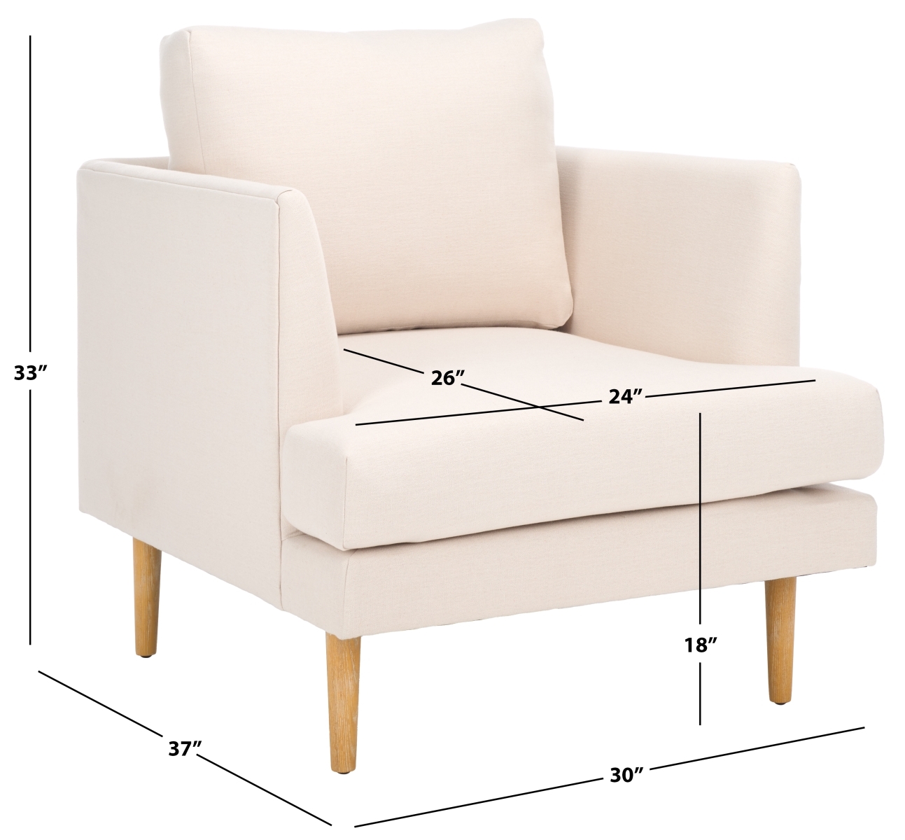 Hampshire Accent Chair - Bone / White Washed - Safavieh - Image 9