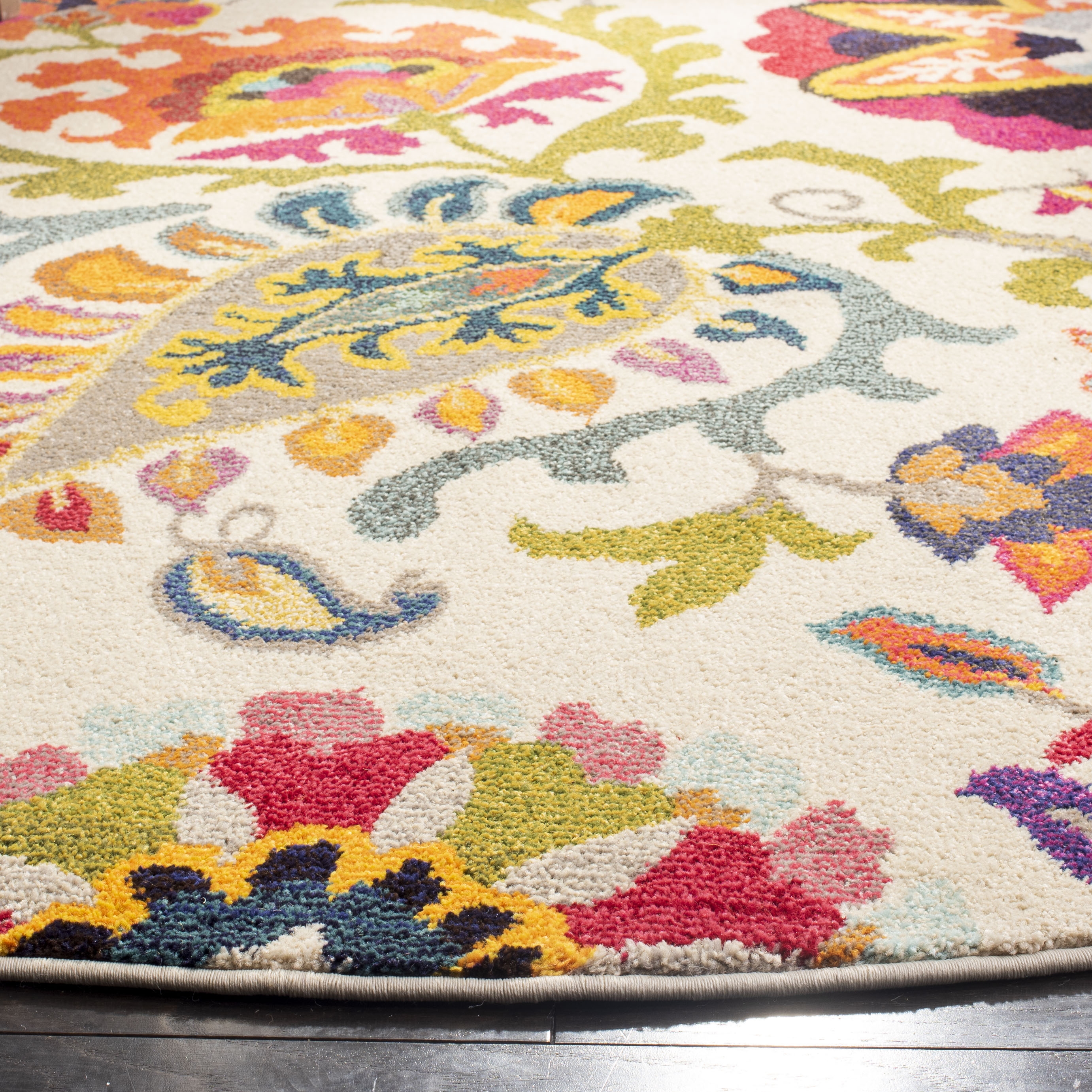 Arlo Home Woven Area Rug, MNC229A, Ivory/Multi,  6' 7" X 6' 7" Round - Image 2