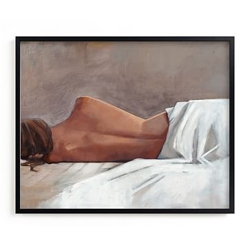 Minted Draped Figure Study In White, 20X16, Full Bleed Framed Print, Black Wood Frame - Image 2