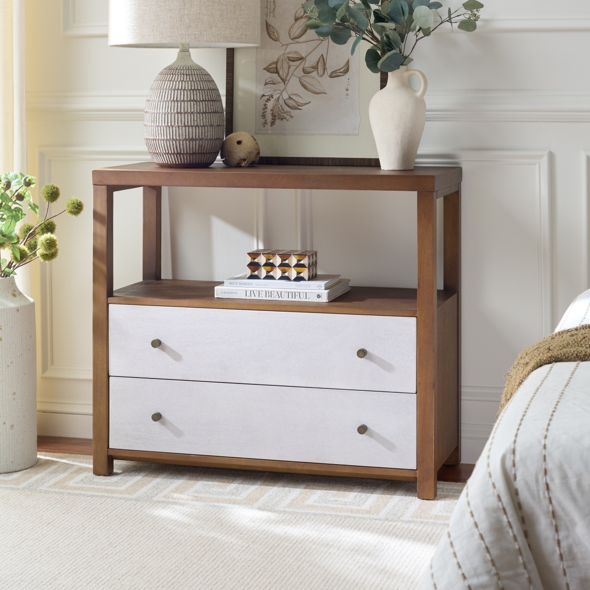 Ernest 2 Drawer 1 Shelf Chest - Natural / White Washed - Image 1