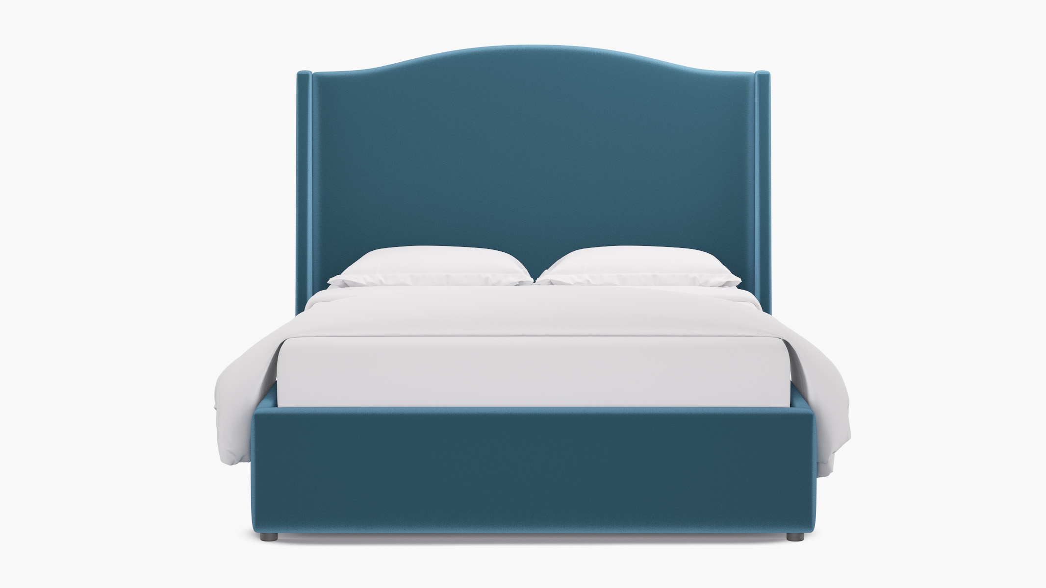 Curved Wingback Bed, French Performance Plush Velvet, Queen - Image 0