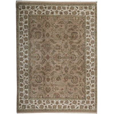 One-of-a-Kind Modn Mughal Hand-Knotted Taupe / Ivory 9' x 12'3" Wool Area Rug - Image 0