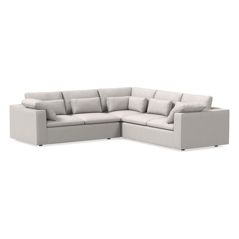 Harmony Modular 121" Multi Seat 3-Piece L-Shaped Sectional, Standard Depth, Performance Coastal Linen, Dove - Image 0