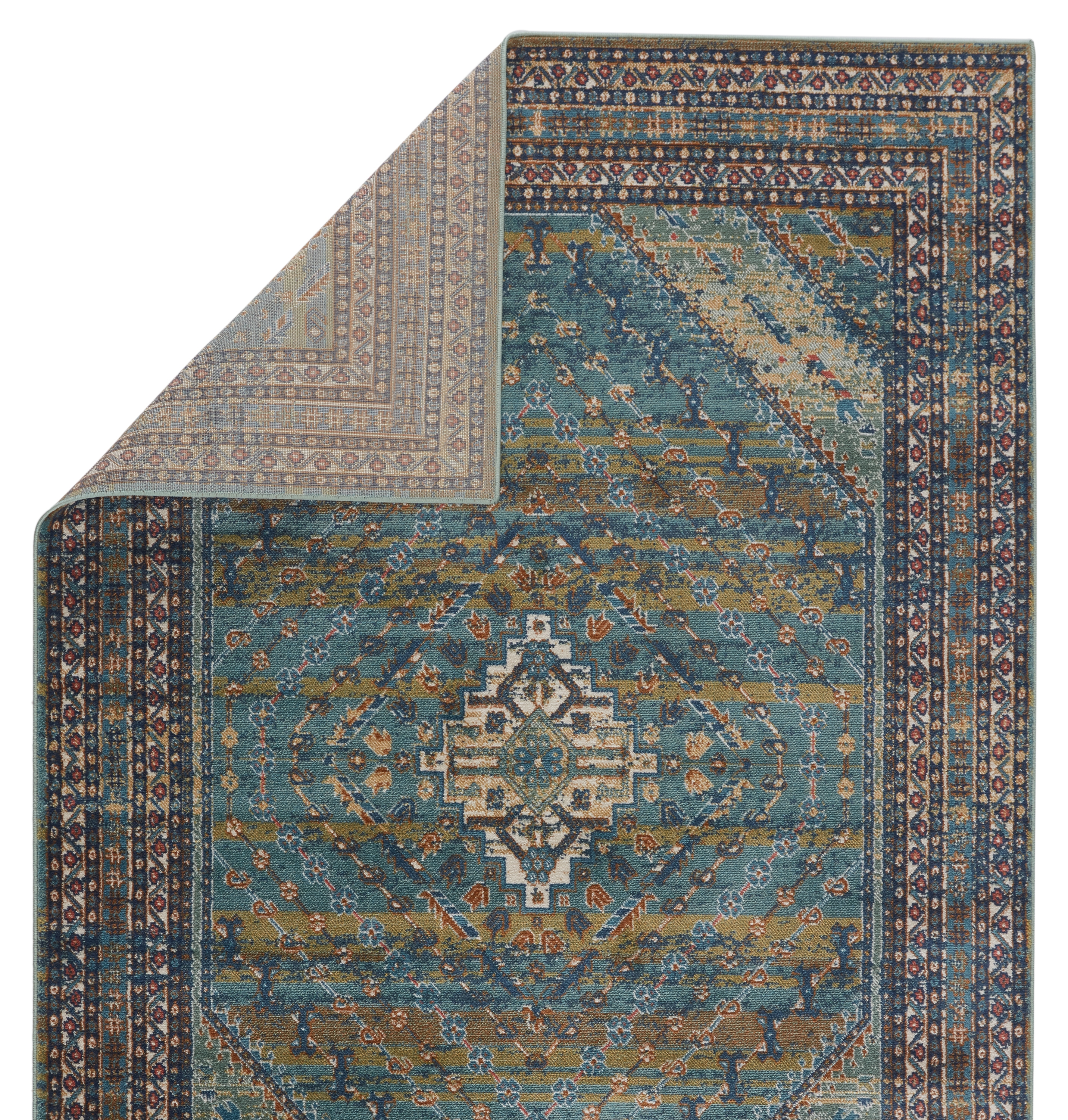 Vibe By Selah Medallion Blue/ Green Area Rug (7'6"X9'6") - Image 2