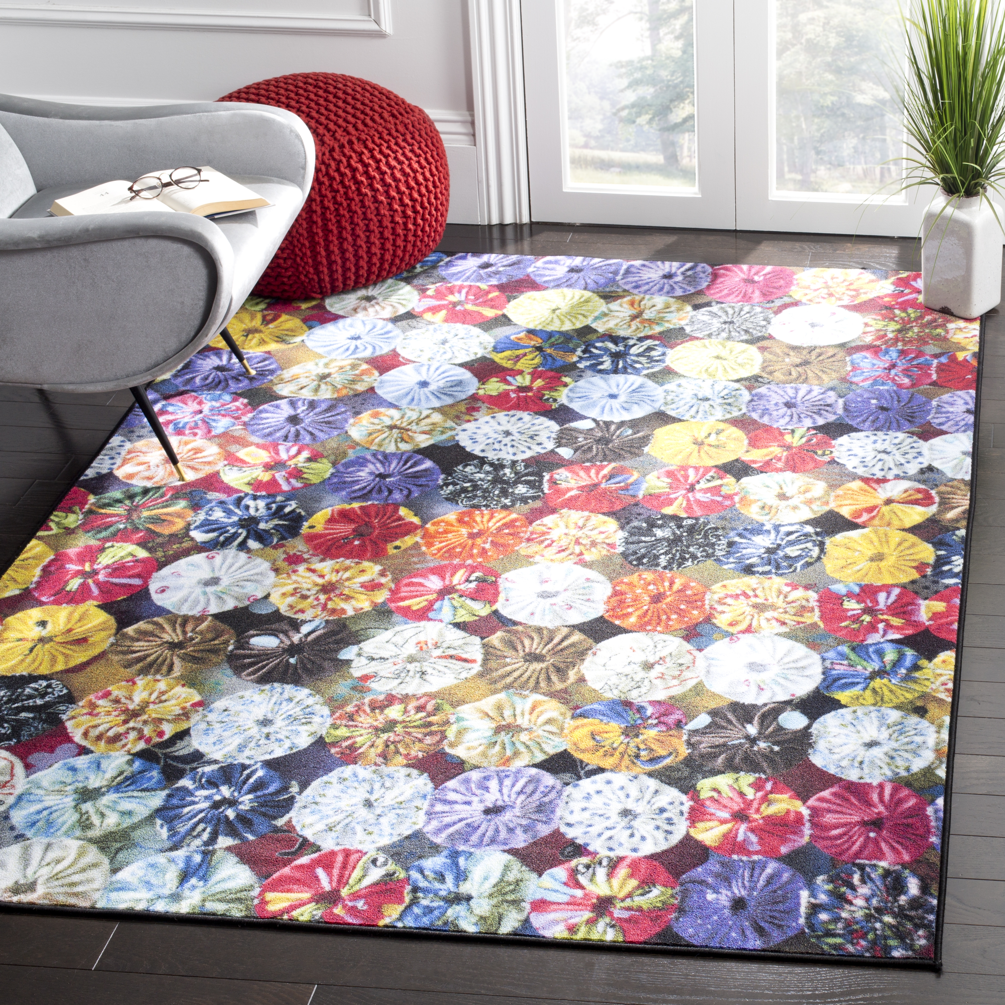 Arlo Home Woven Area Rug, AZT207R, Red/Multi,  4' X 6' - Image 1