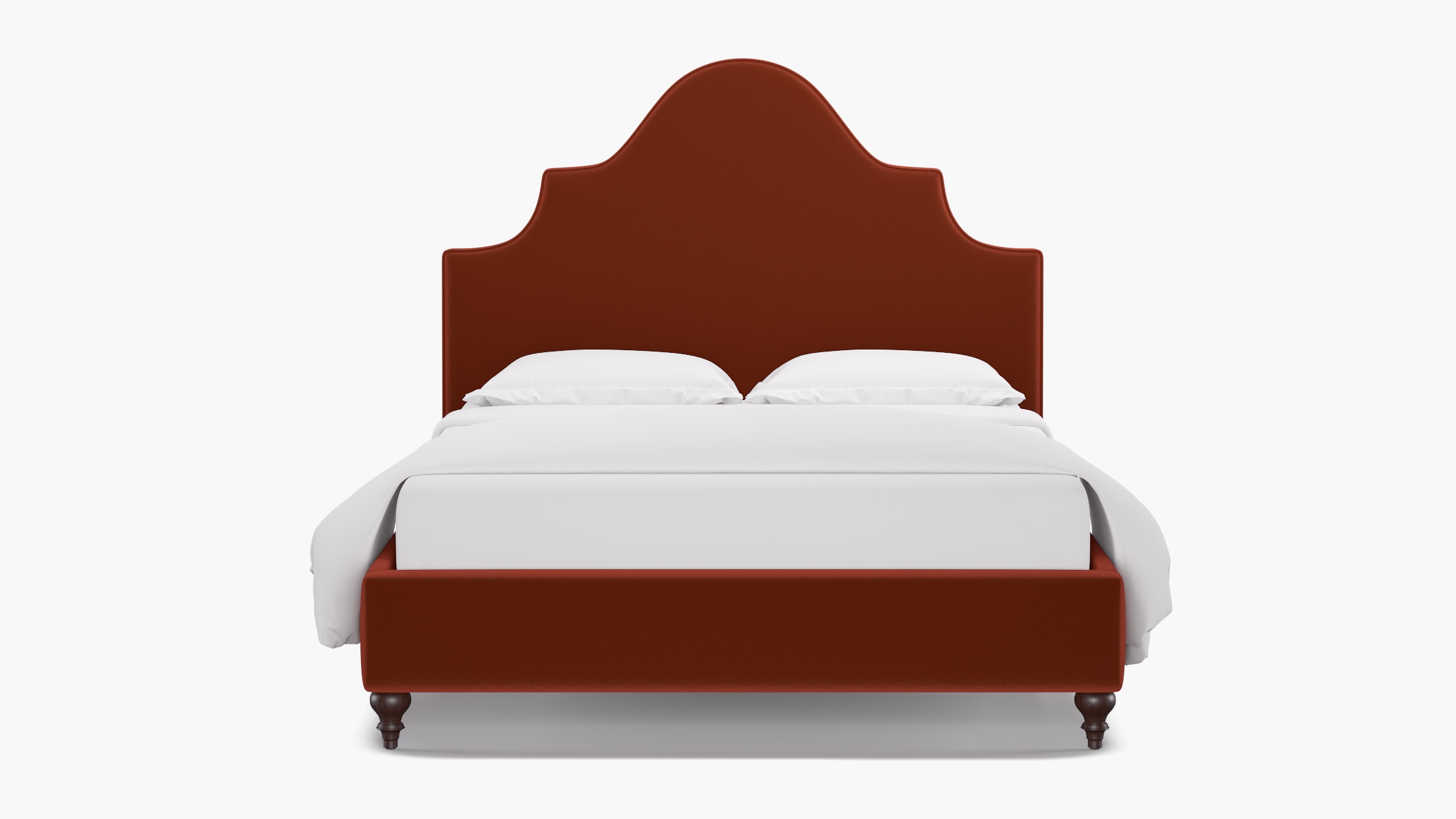 Statement Bed, Rust Performance Velvet, Espresso Traditional Turned Leg, King - Image 0