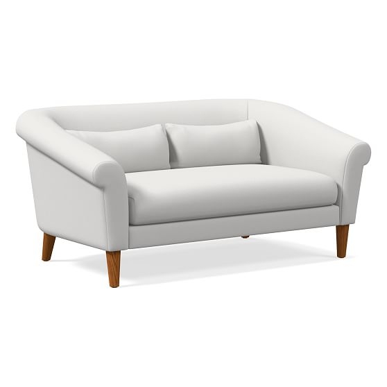 Parlour 60" Sofa, Performance Washed Canvas, White, Pecan - Image 0