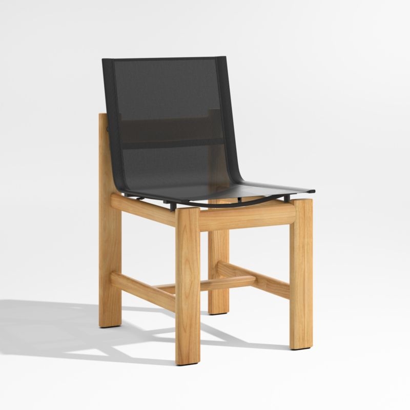 Anguilla Teak Outdoor Dining Side Chair with Black Cushions - Image 8