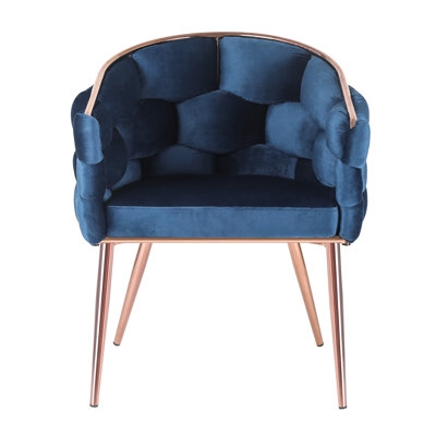 Woven Upholstered Velvet  Dining Chair - Image 0