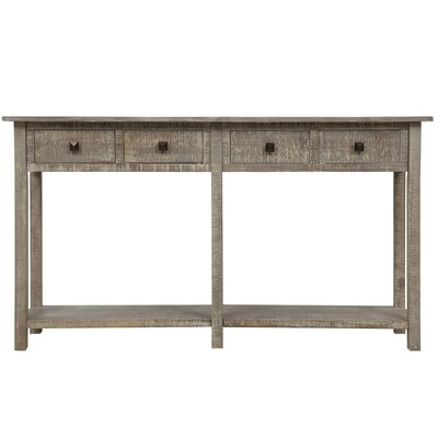 Rustic Brushed Texture Entryway Table Console Table With Drawer And Bottom Shelf For Living Room - Image 0
