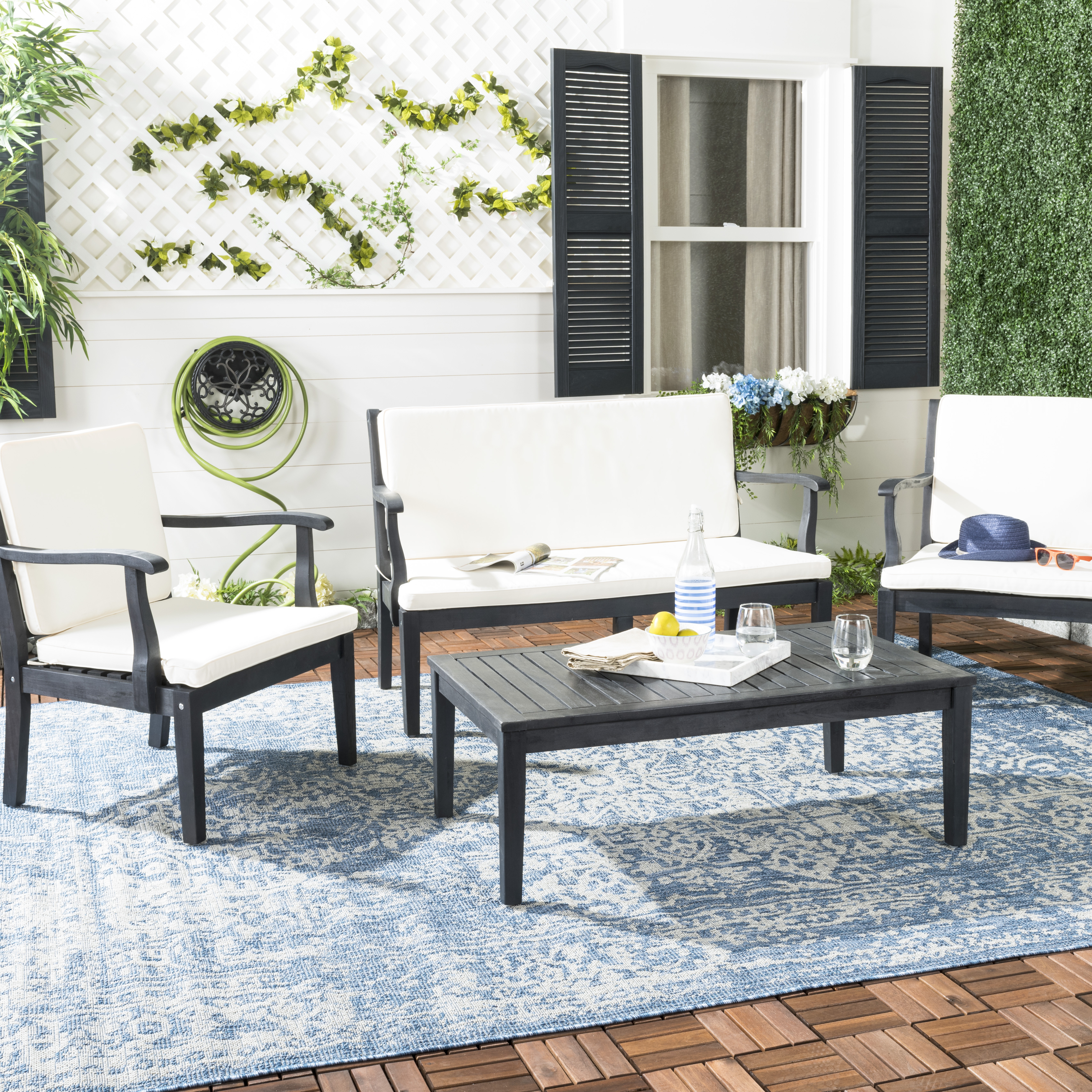 Del Mar 4 Piece Outdoor Set - Dark Slate Grey/Beige - Safavieh - Image 6