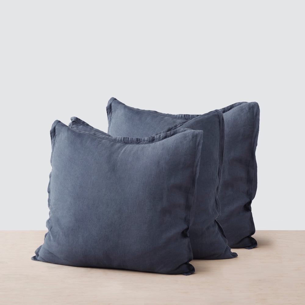 The Citizenry Stonewashed Linen Euro Shams | Indigo Chambray - Image 9