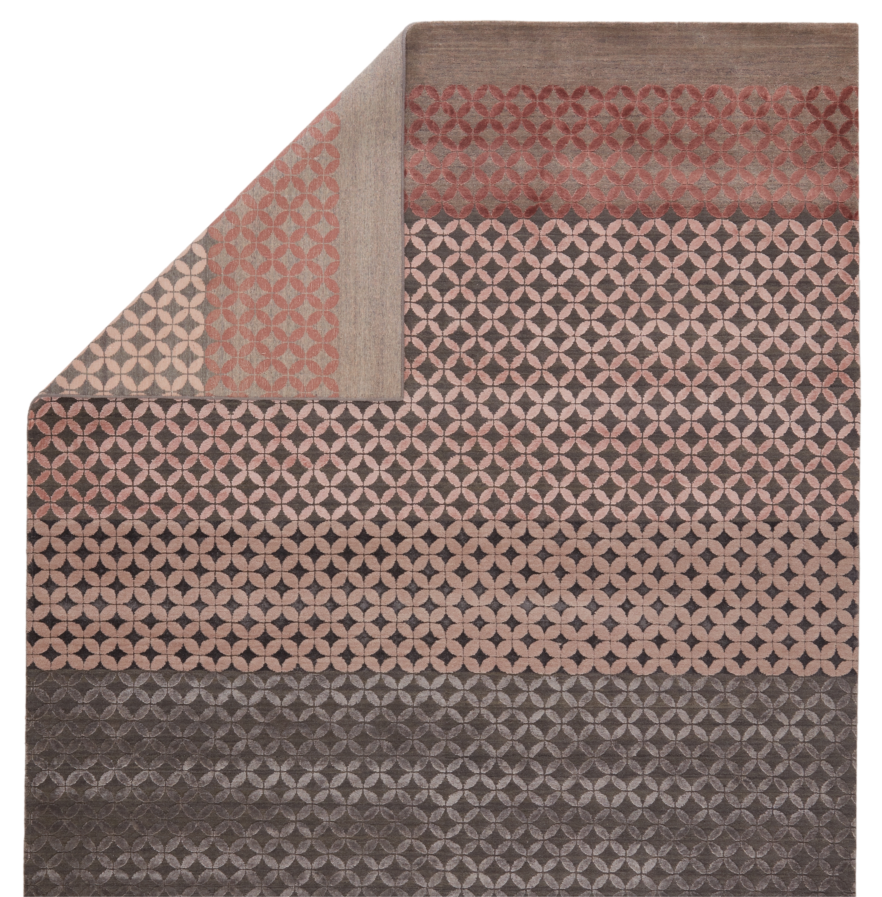 Kavi by Brumoso Hand-Knotted Trellis Gray/ Pink Area Rug (10'X14') - Image 2