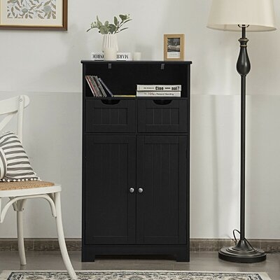 Bathroom Wooden Side Cabinet  With 2 Drawers And 2 Doors-Coffee - Image 0