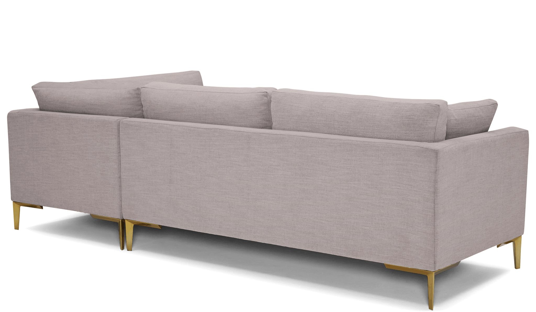 Purple Ainsley Mid Century Modern Sectional with Bumper - Sunbrella Premier Wisteria - Right  - Image 3