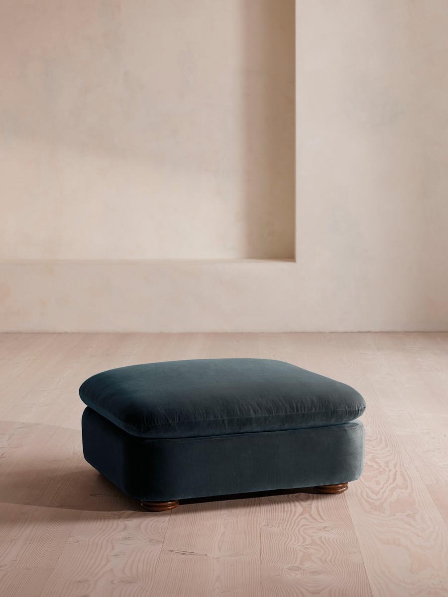 Rava Ottoman, Velvet, Grey Blue, US - Image 0
